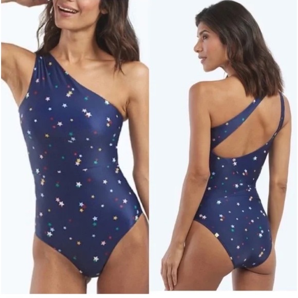 Summersalt 8 Navy Scatter Star Sea Ruched Sidestroke One Piece Swimsuit - Picture 3 of 6